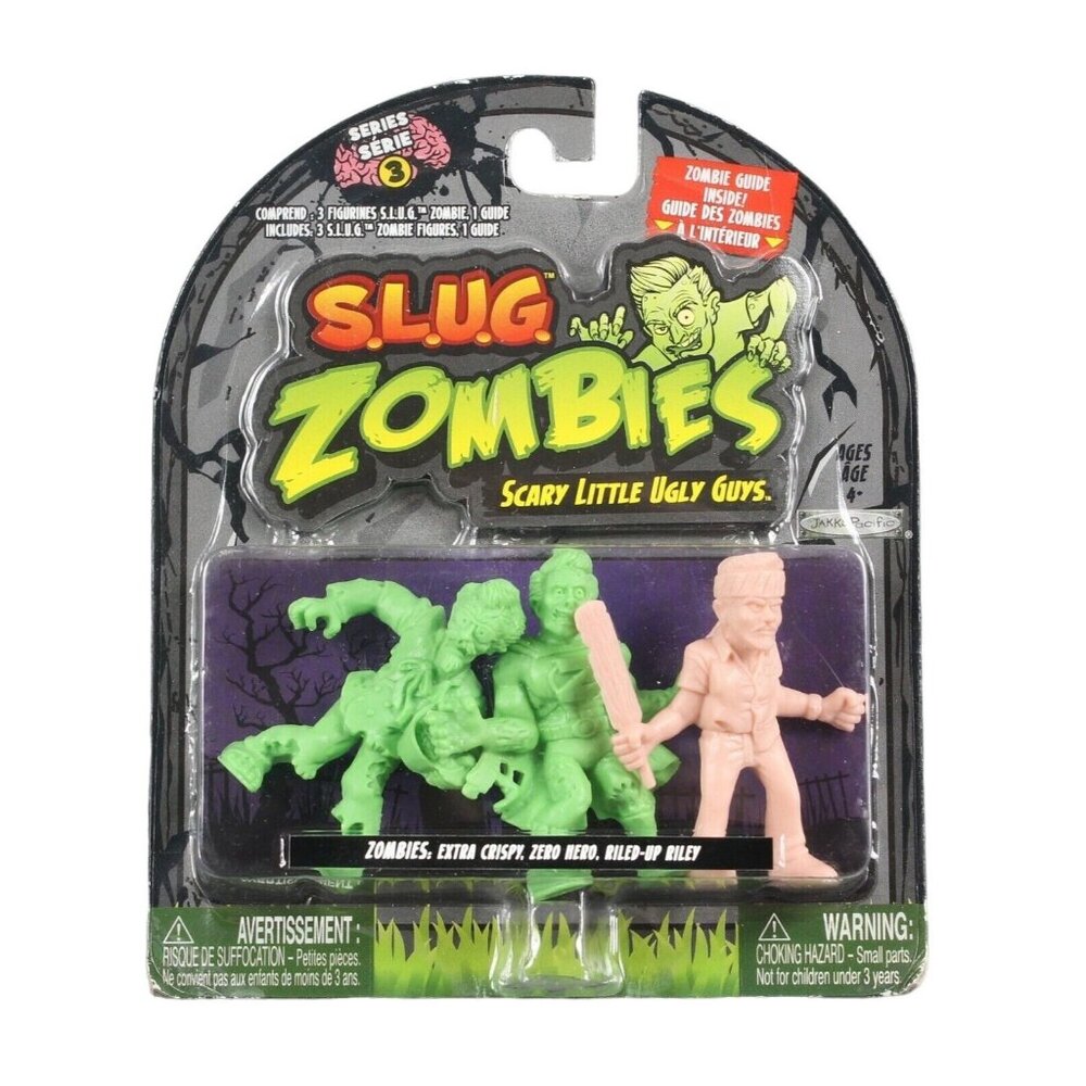 Jakks SLUG Zombies Series 3 Extra Crispy, Zero Hero, Riled Up Riley Figures